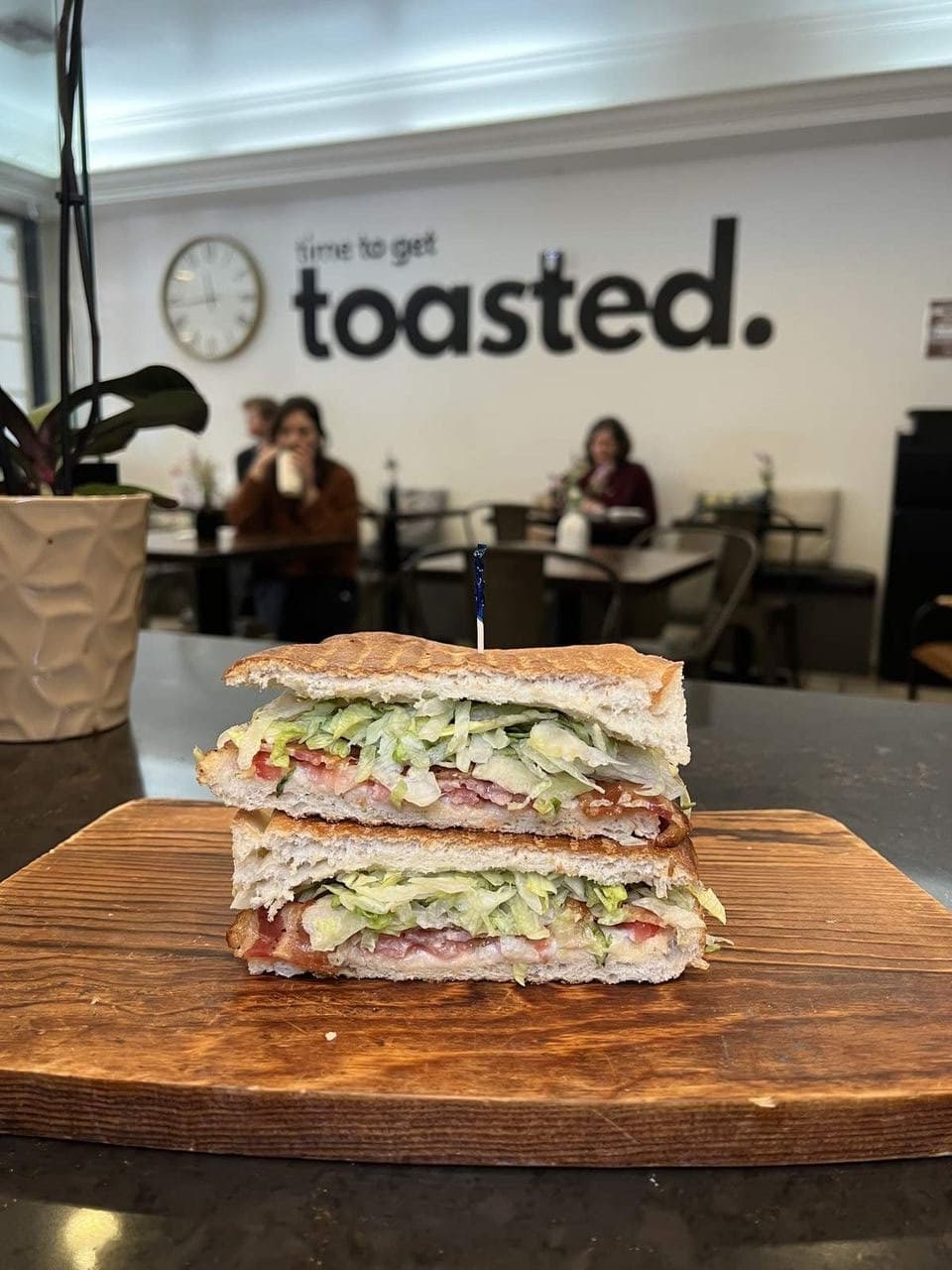 BLT at Toasted Cafe in Montrose — The one everybody knows — bacon, lettuce, tomato and mayo, toasted on the panini grill.