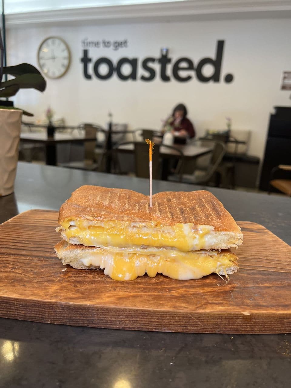 Grilled Cheese at Toasted Cafe in Montrose — Three cheeses and mayo, grilled.
