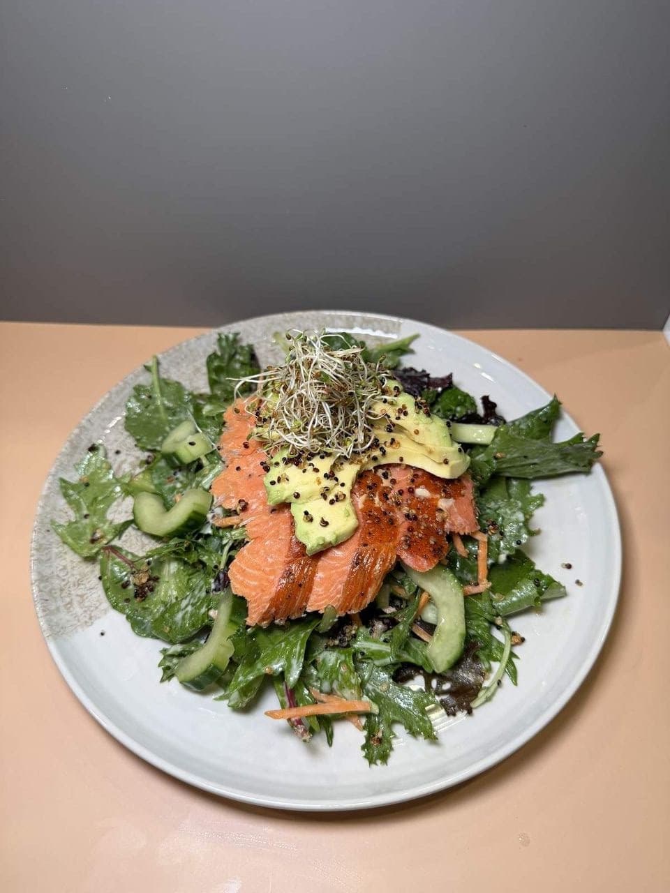 Salads at Toasted Cafe — featuring Quinoa Salmon Salad.